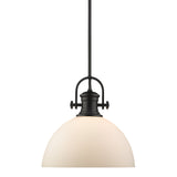 Hines 1-Light Pendant in Matte Black with Opal Glass