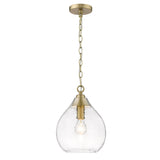 Ariella Small Pendant in Brushed Champagne Bronze with Hammered Clear Glass