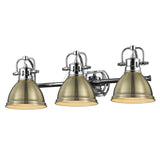 Duncan 3 Light Bath Vanity in Chrome with an Aged Brass Shade