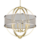 Colson OG 6 Light Chandelier (with Pewter shade) in Olympic Gold