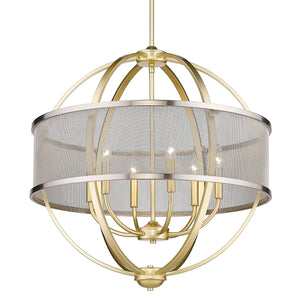 Colson OG 6 Light Chandelier (with Pewter shade) in Olympic Gold