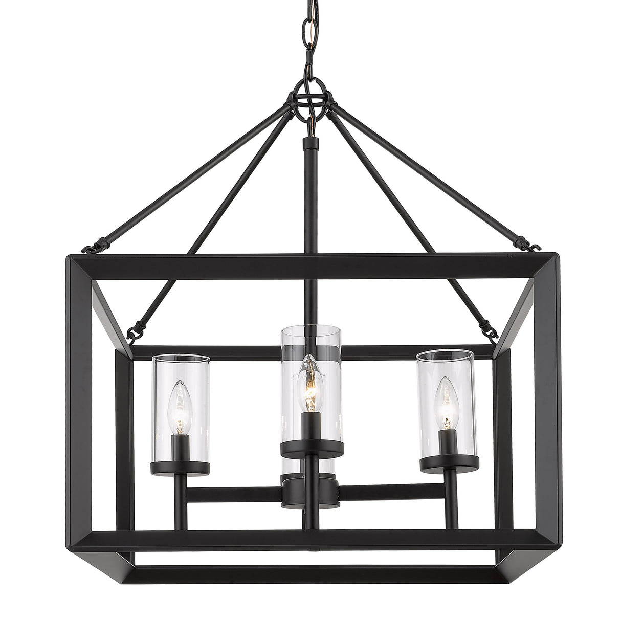 Smyth 4 Light Chandelier in Matte Black with Clear Glass Shades