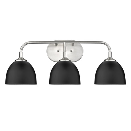 Zoey 3-Light Bath Vanity in Pewter with Matte Black Shade