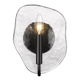 Samara 1 Light Wall Sconce in Matte Black with Hammered Water Glass Shade
