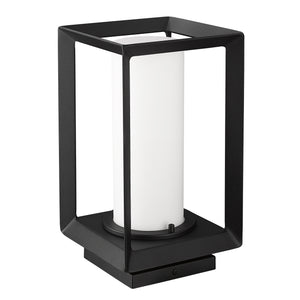 Smyth NB Pier Mount - Outdoor in Natural Black with Opal Glass Shade