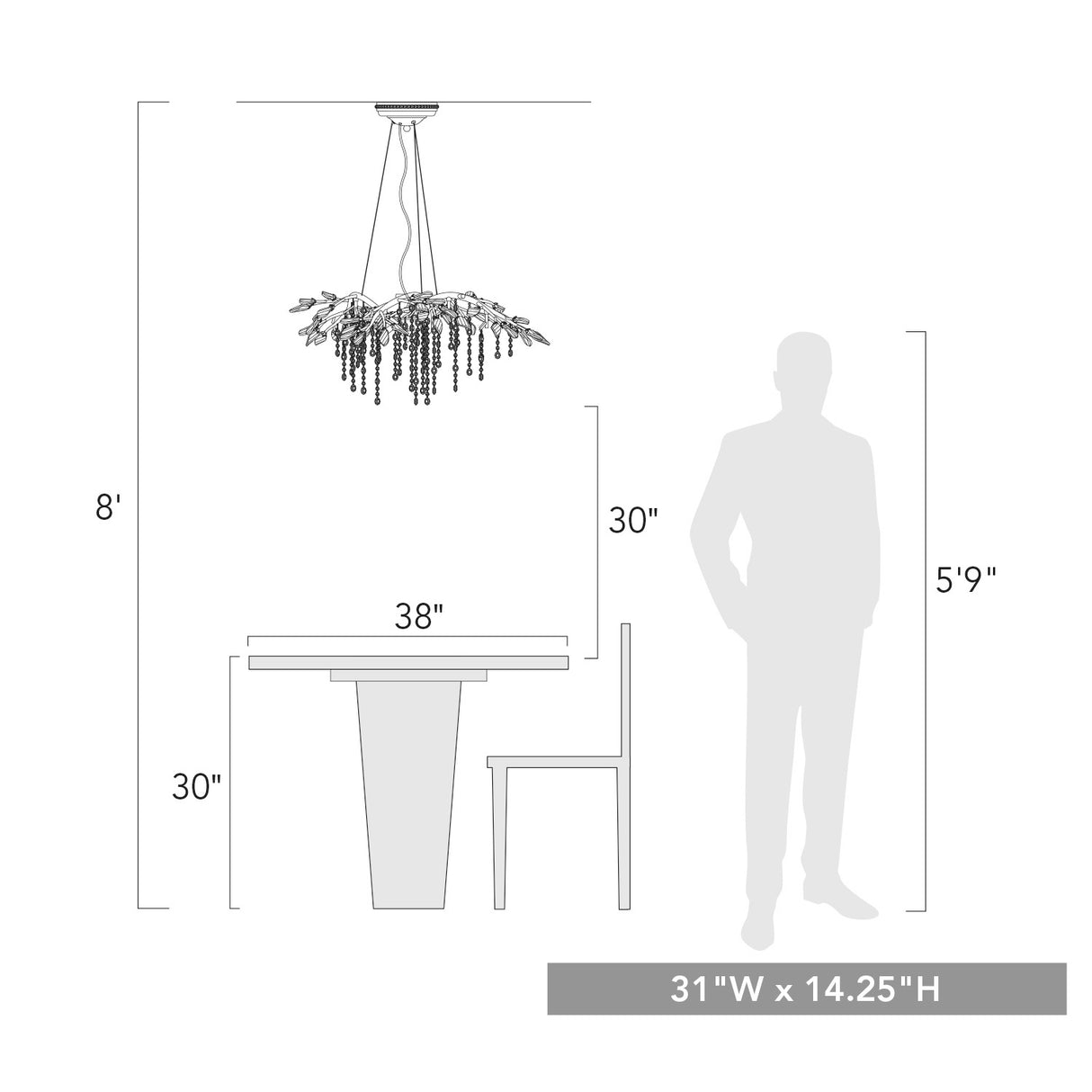 Autumn Twilight 6 Light Chandelier in Black Iron