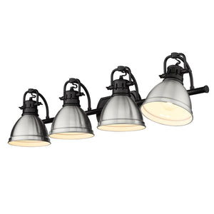 Duncan BLK 4 Light Bath Vanity in Matte Black with Pewter Shades Shade