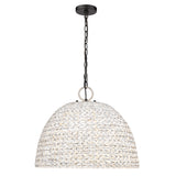 Rue 5 Light Pendant in Matte Black with Painted Sweet Grass Shade