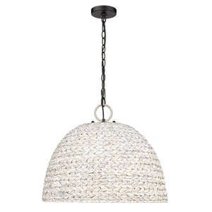 Rue 5 Light Pendant in Matte Black with Painted Sweet Grass Shade