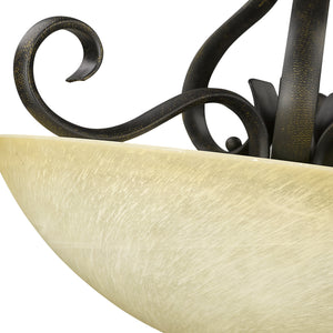 Riverton Semi-Flush in Peppercorn with Linen Swirl Glass