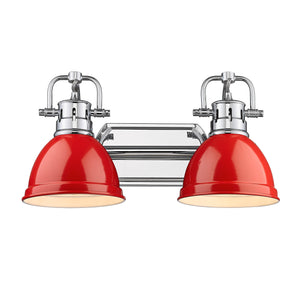 Duncan 2 Light Bath Vanity in Chrome with Red Shades
