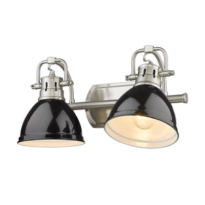 Duncan 2 Light Bath Vanity in Pewter with Black Shades