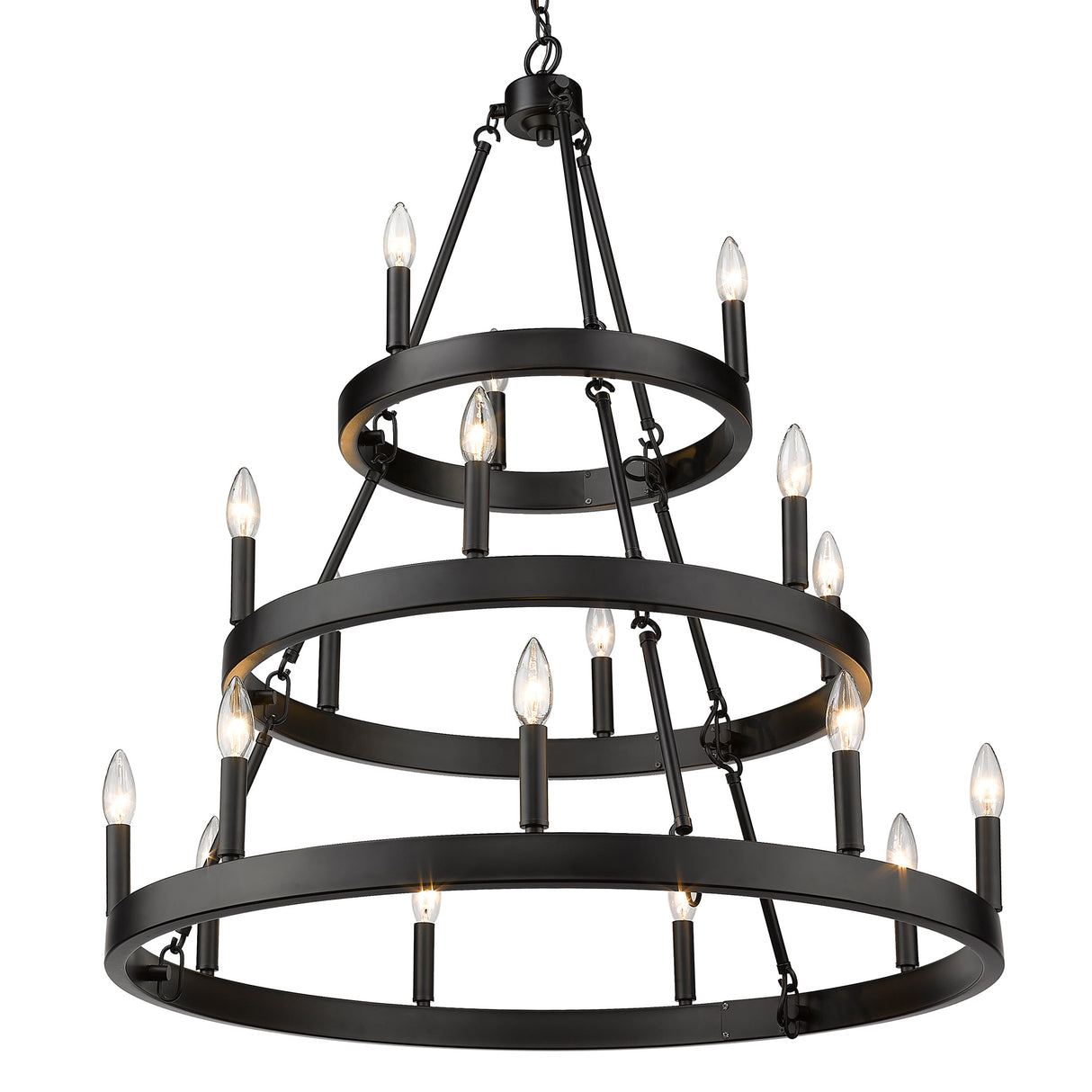 Alastair 3 Tier 3+6+9 Light Chandelier in Matte Black