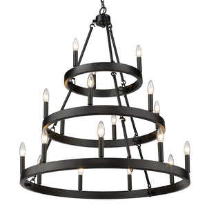 Alastair 3 Tier 3+6+9 Light Chandelier in Matte Black
