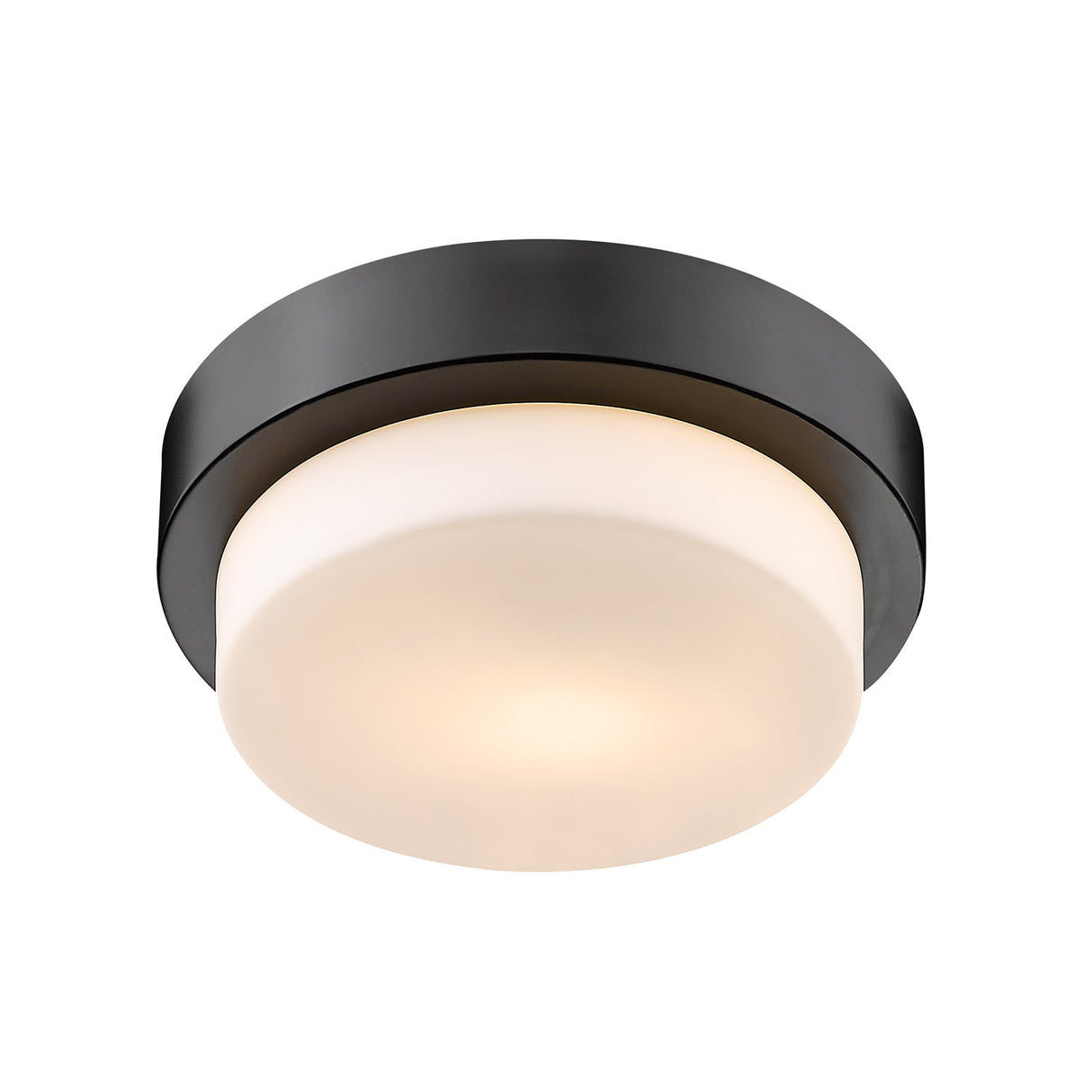 Multi-Family 9" Flush Mount in Matte Black with Opal Glass