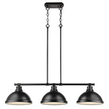 Duncan 3 Light Linear Pendant in Black with a Matte Black Shades