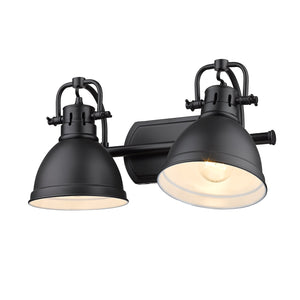 Duncan 2 Light Bath Vanity in Matte Black with Matte Black Shades