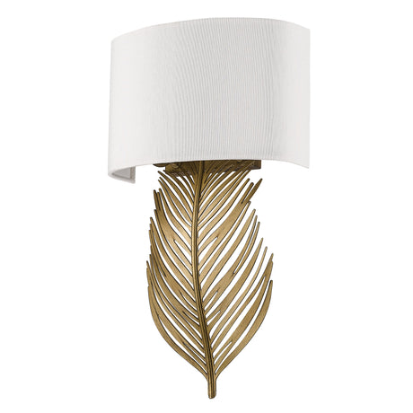 Cay 2 Light Wall Sconce in Vintage Fired Gold with Ivory Linen Shade