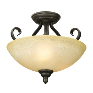 Riverton Semi-Flush in Peppercorn with Linen Swirl Glass