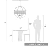 Colson BLK 9 Light Chandelier (with Pewter shade) in Matte Black