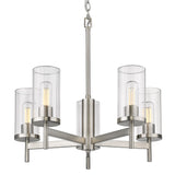 Winslett 5-Light Chandelier in Pewter with Ribbed Clear Glass Shades
