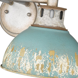 Kinsley 2 Light Bath Vanity in Aged Galvanized Steel with Antique Teal Shade
