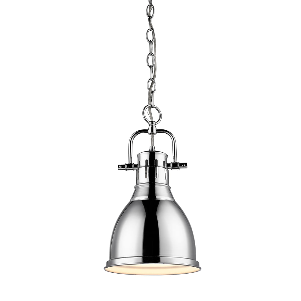 Duncan Small Pendant with Chain in Chrome with a Chrome Shade