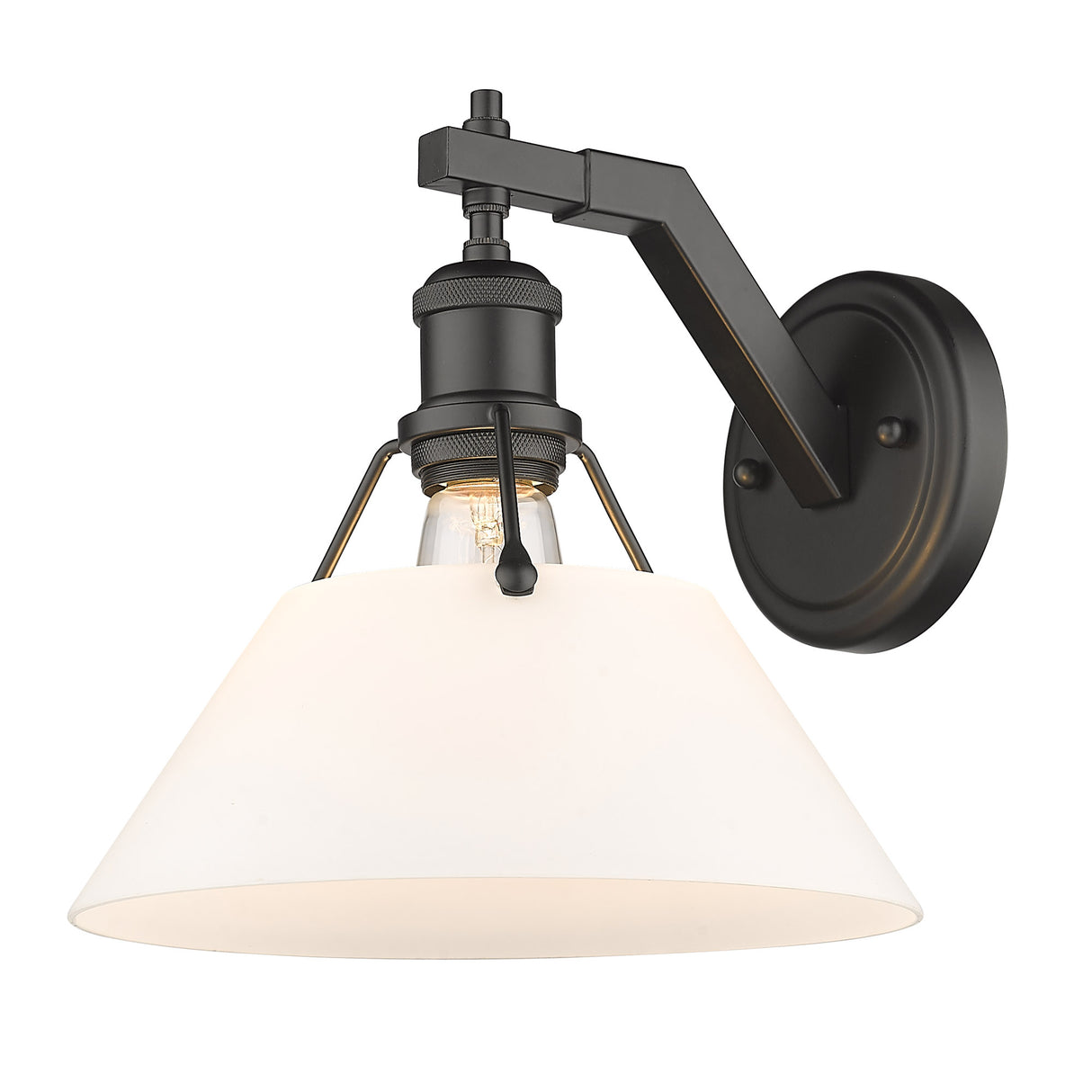Orwell BLK 1 Light Wall Sconce in Matte Black with Opal Glass Shade