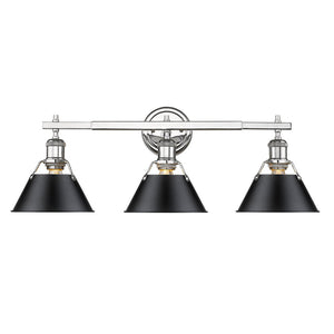 Orwell CH 3 Light Bath Vanity in Chrome with Matte Black Shade