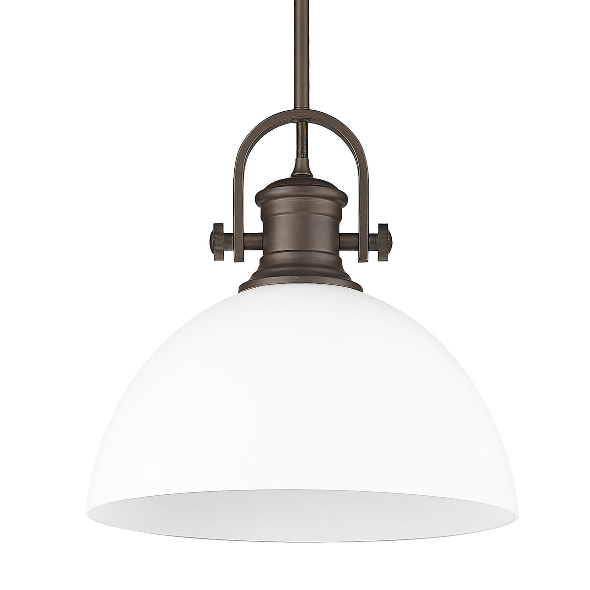 Hines 1-Light Pendant in Rubbed Bronze with Opal Glass