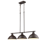 Duncan 3 Light Linear Pendant in Rubbed Bronze with Rubbed Bronze Shades