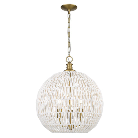 Florence 5-Light Pendant in Brushed Champagne Bronze and Bleached White Raphia Rope Shade