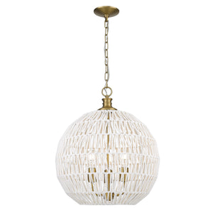 Florence 5-Light Pendant in Brushed Champagne Bronze and Bleached White Raphia Rope Shade