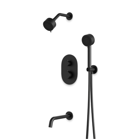 Artos Opera Thermostatic Shower Trim Kit with Multifunction Shower Head, Hand Shower, Tub Filler Matte Black – TS083BK