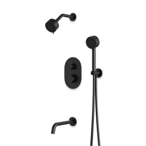 Artos Opera Thermostatic Shower Trim Kit with Multifunction Shower Head, Hand Shower, Tub Filler Matte Black