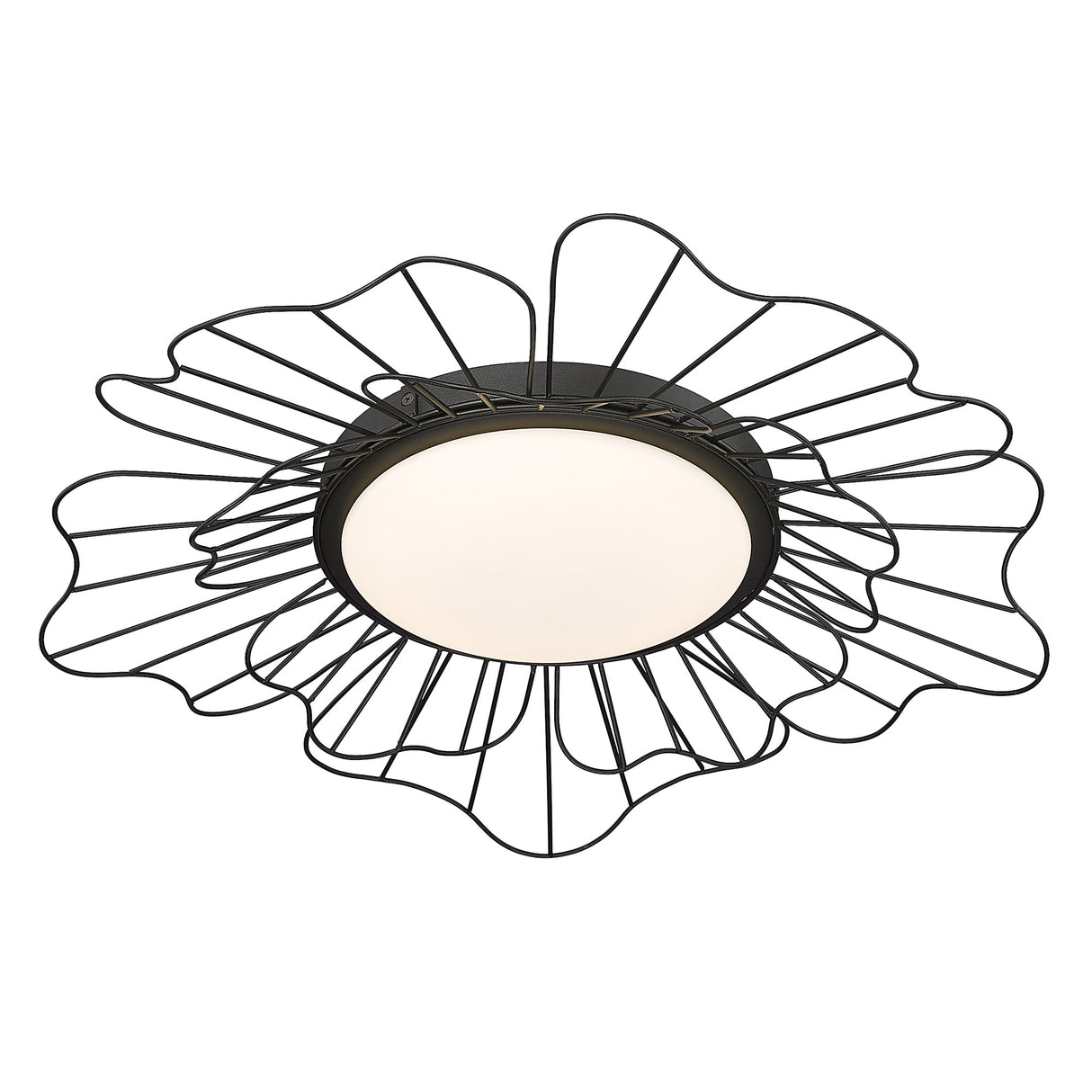Yasmin NB Flush Mount - 24" in Natural Black with Opal Glass Shade