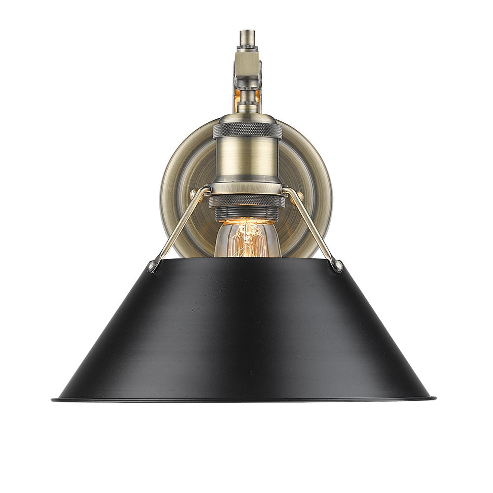 Orwell AB 1 Light Wall Sconce in Aged Brass with a Matte Black Shade