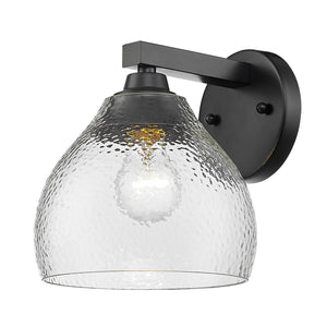 Ariella 1-Light Wall Sconce in Matte Black with Hammered Clear Glass