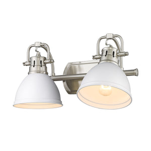 Duncan 2 Light Bath Vanity in Pewter with Matte White Shades