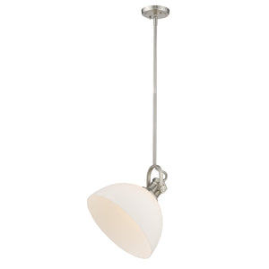 Hines 1-Light Pendant in Pewter with Opal Glass