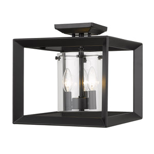 Smyth 12" Semi-Flush in Matte Black with Clear Glass Shades