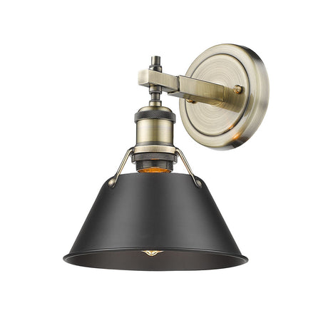 Orwell AB 1 Light Bath Vanity in Aged Brass with Matte Black Shade