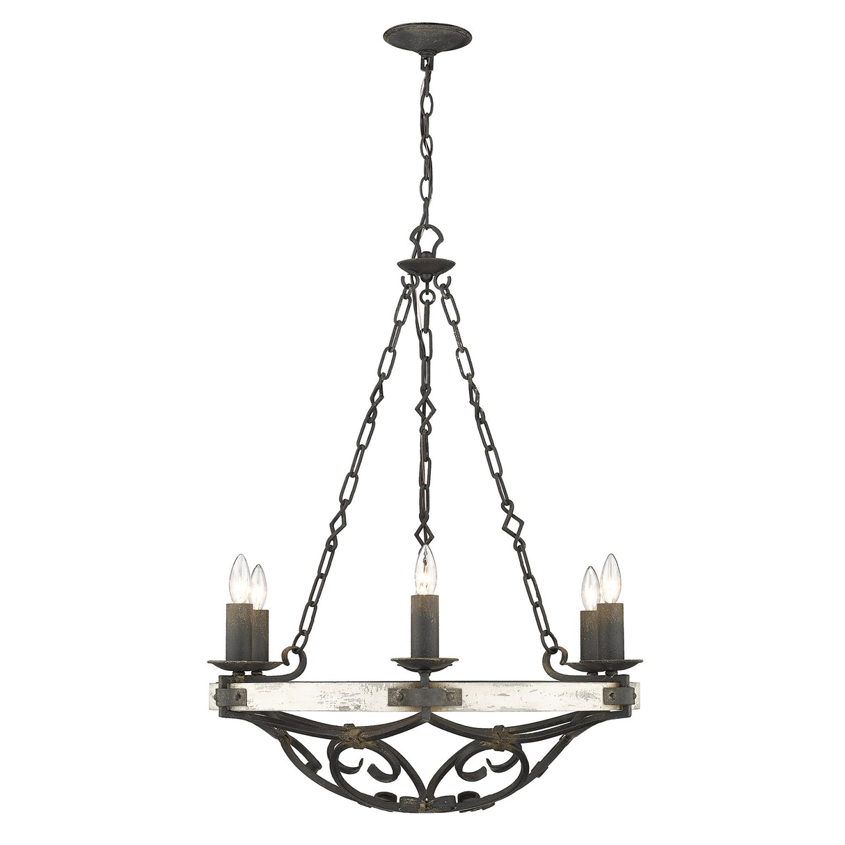 Madera 6-Light Chandelier in Antique Black Iron