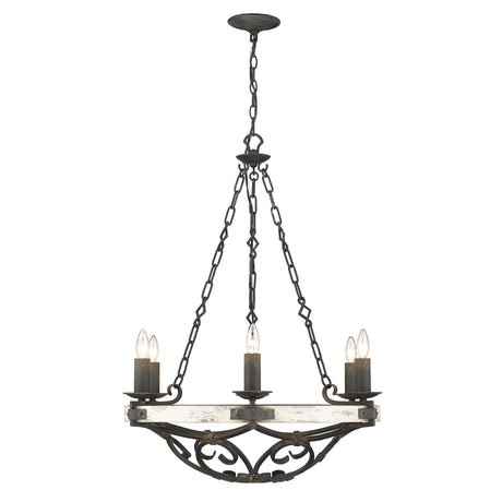 Madera 6-Light Chandelier in Antique Black Iron