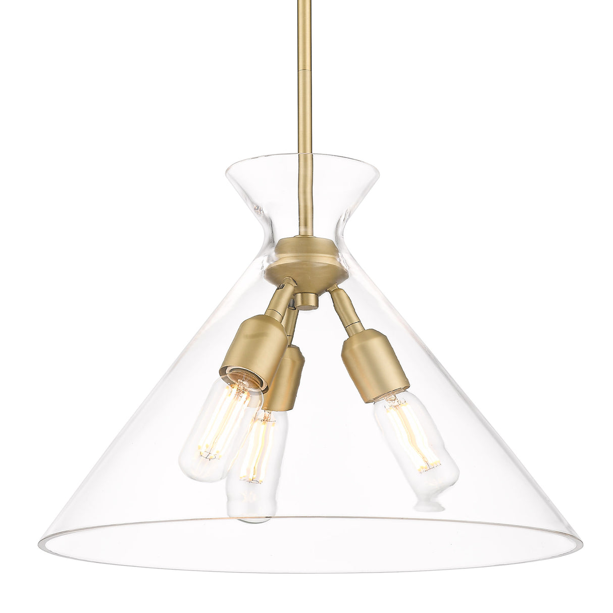 Malta 3 Light Pendant in Brushed Champagne Bronze with Clear Glass Shade