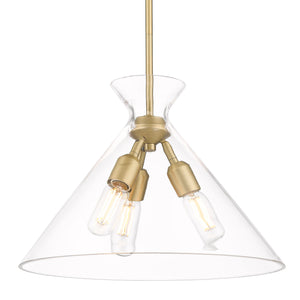 Malta 3 Light Pendant in Brushed Champagne Bronze with Clear Glass Shade