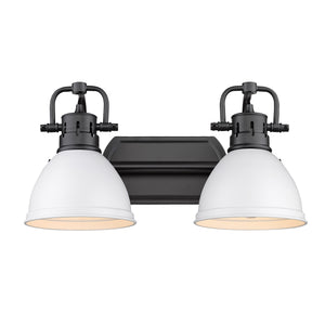 Duncan 2 Light Bath Vanity in Matte Black with Matte White Shades