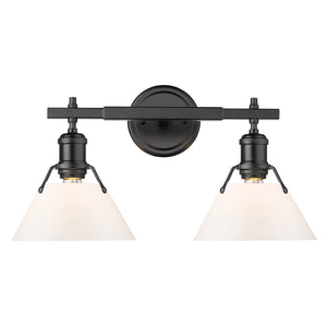 Orwell BLK 2 Light Bath Vanity in Matte Black with Opal Glass Shade