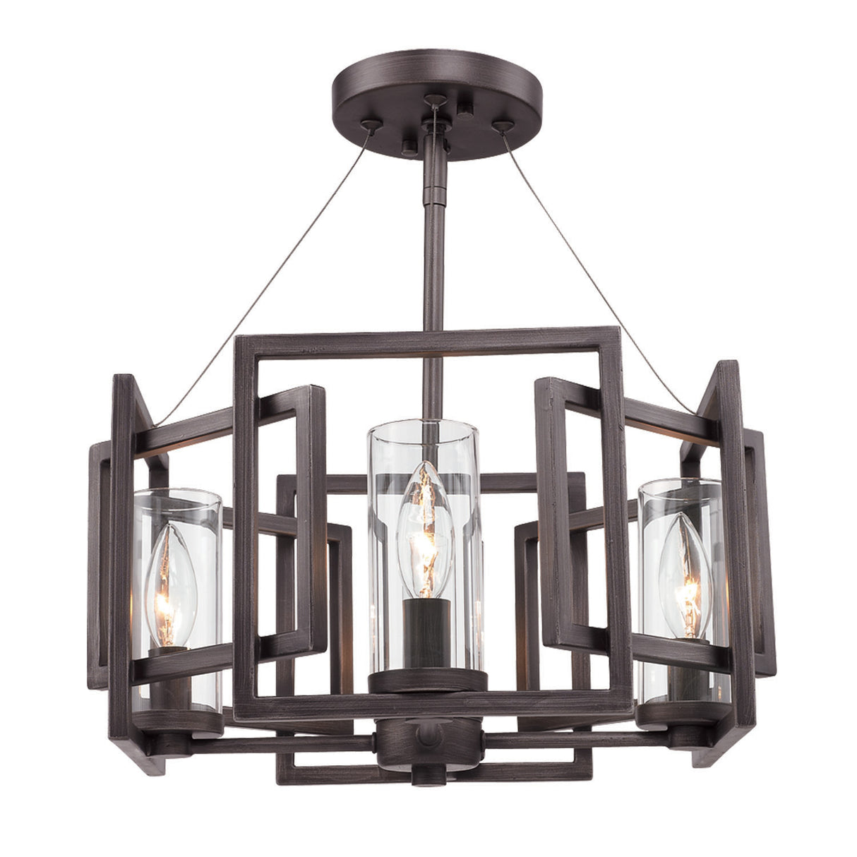 Marco 4 Light Pendant (Convertible) in Gunmetal Bronze with Clear Glass