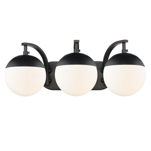 Dixon 3-Light Bath Vanity in Matte Black with Opal Glass and Matte Black Cap